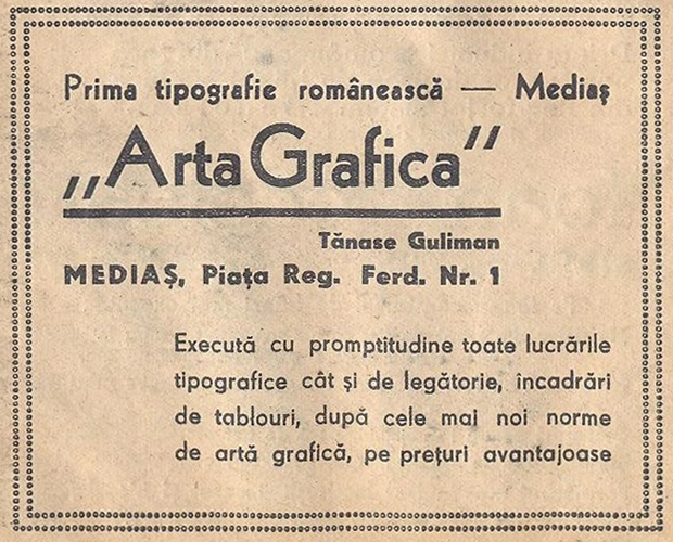Tanase Guliman — Arta Grafica, prima tipografie românească din Mediaș